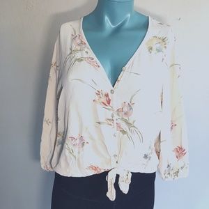 XS blouse floral tie front Forever21
